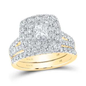 2 CTW-DIA ANA M 1/2CT-CPR BRIDAL SET DOUBLE HALO