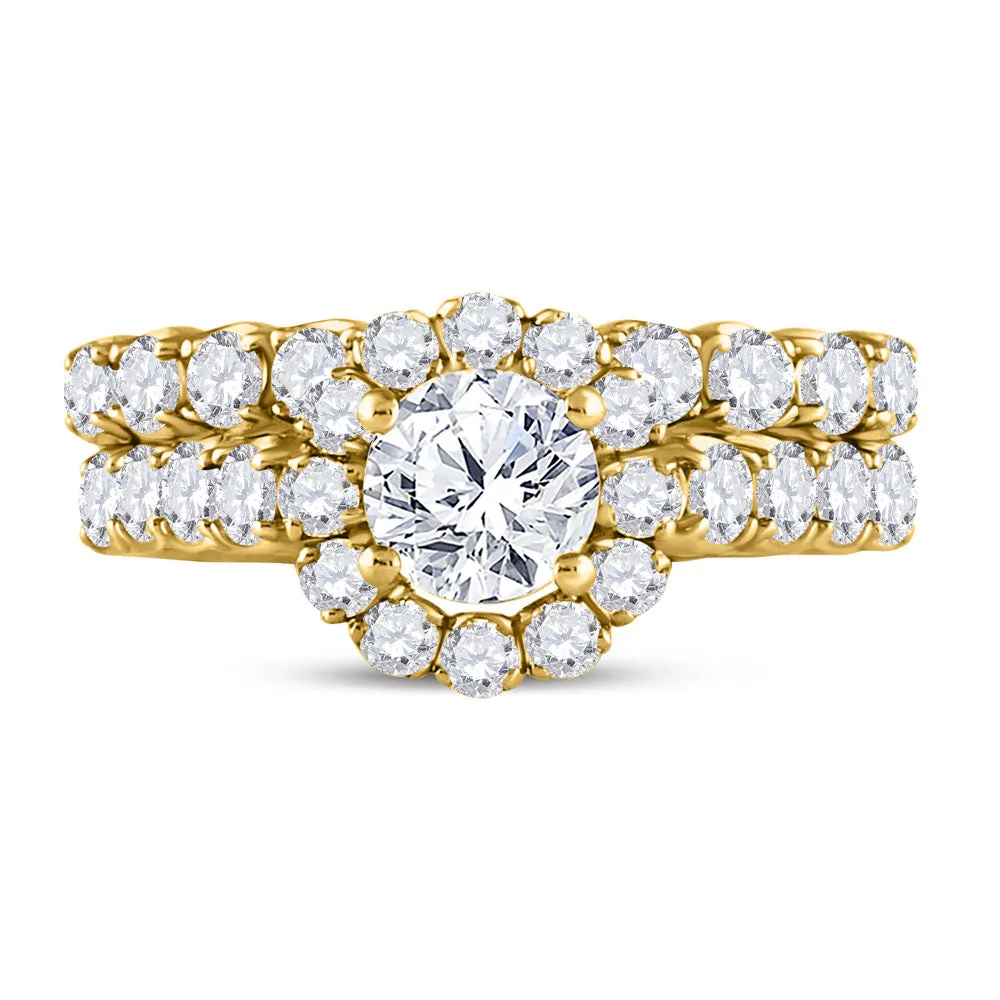 2 CTW-DIA ANA M 3/4CT-RD SINGLE HALO BRIDAL SETS