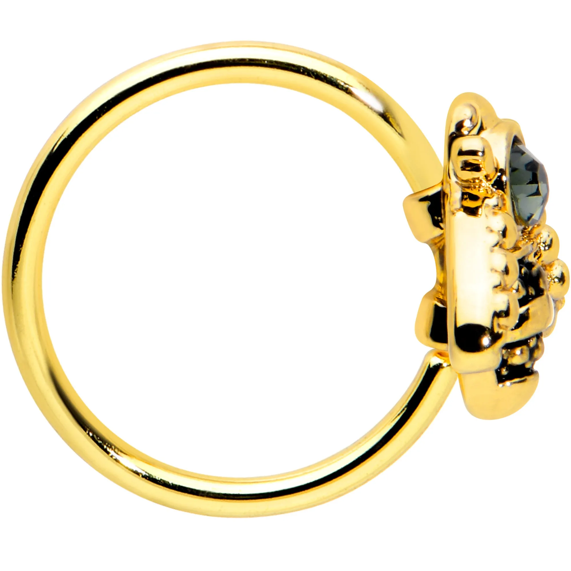 20 Gauge 5/16 Black Gem Gold Tone Angular Bee Nose Hoop