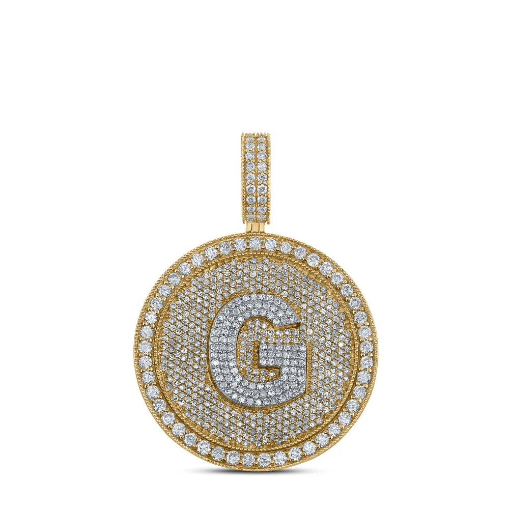 3 3/4CTW-DIA NK INITIAL "G" HONEY COMB MENS CHARM