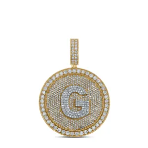 3 3/4CTW-DIA NK INITIAL "G" HONEY COMB MENS CHARM