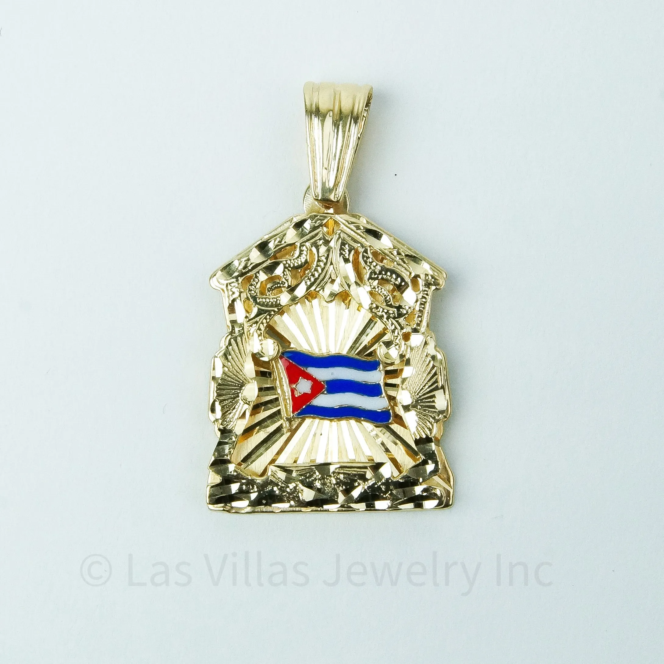 3d Pendant with Cuban Flag in 14k
