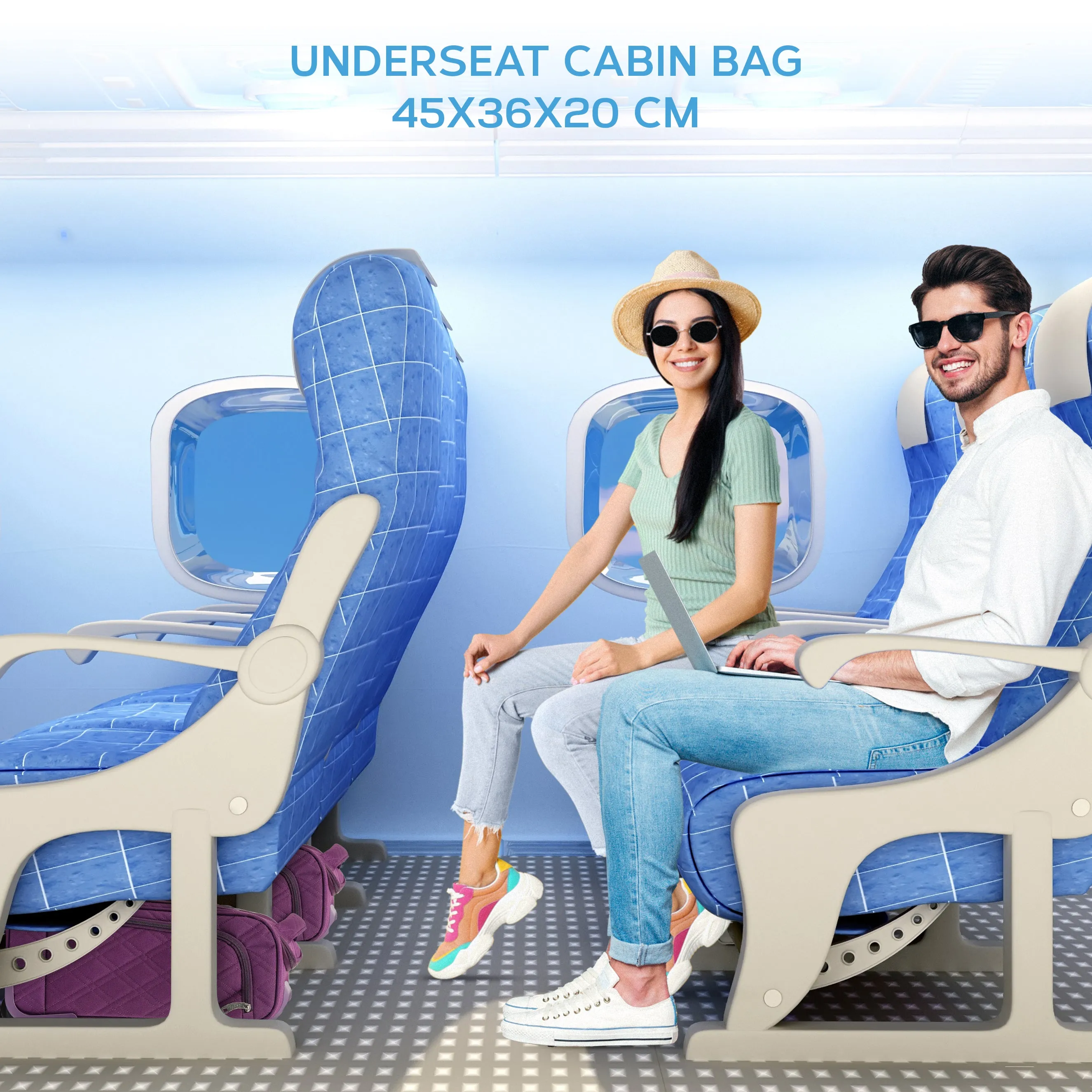 45x36x20cm easyJet Underseat Carry On Non Priority Hand Luggage Case - 2 Wheels