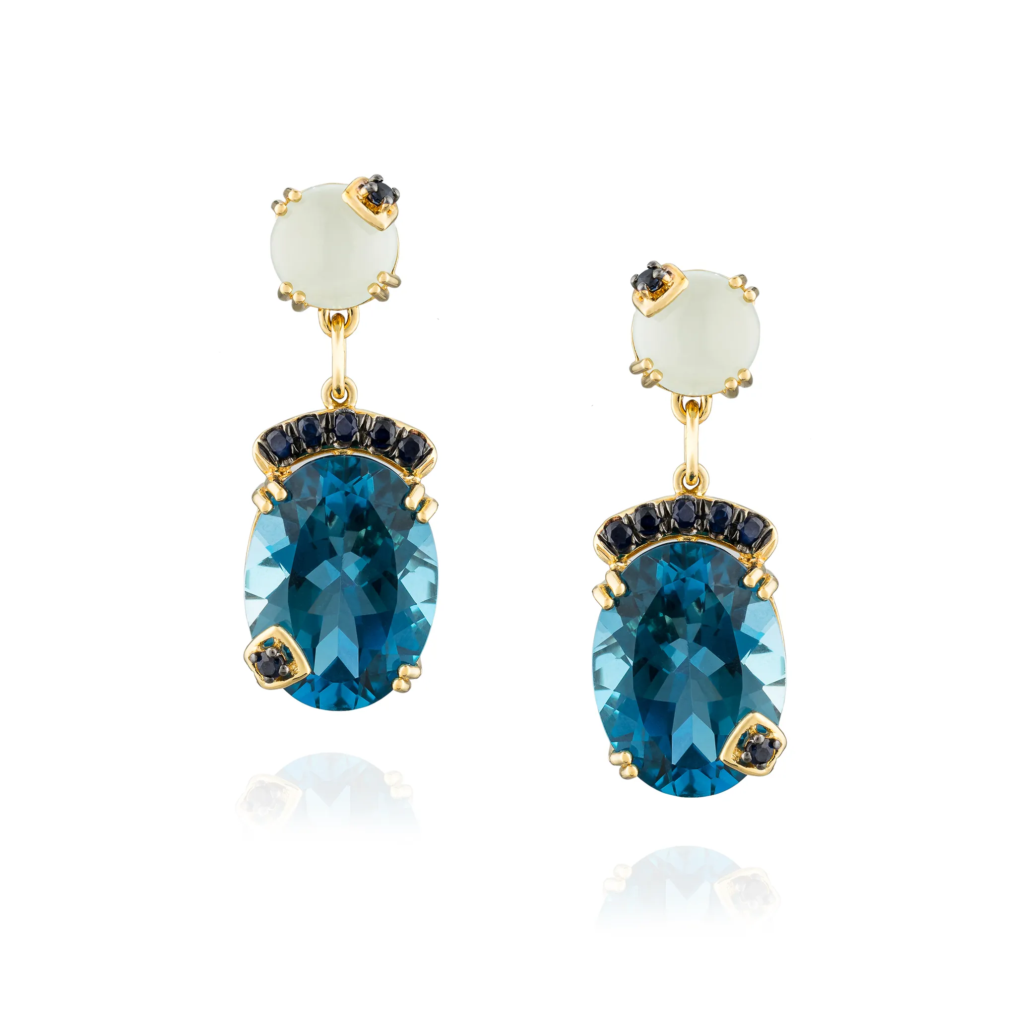 925 Silver Earring with Blue Topaz and Blue Sapphire