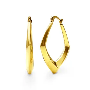 9ct Yellow Gold Silver Filled Angular Flat Knife Edged Hoop Earrings