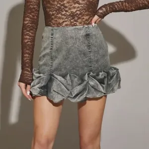 Acid Wash Ruffle Skirt