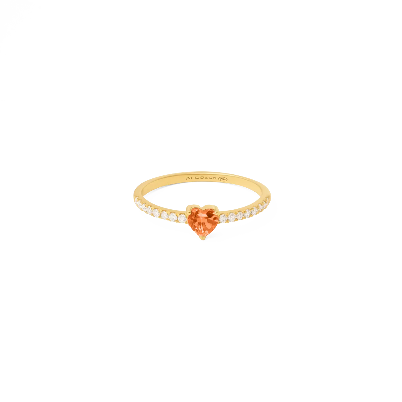 Anillo corazón oro amarillo de 18k con citrino y brillantes
