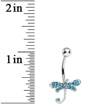 Aqua Gem Lazy Dragonfly Belly Ring