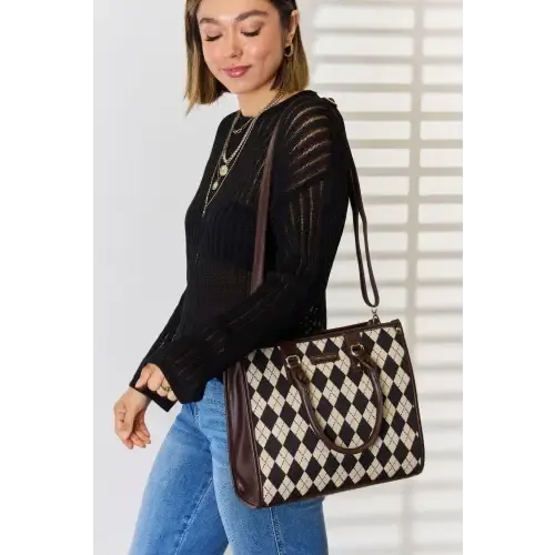 Argyle Leather Tote Bag