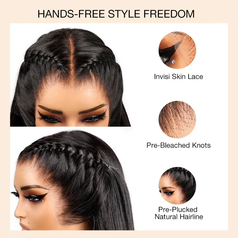 Ashimary PairUp Magic Lace Wig Straight Natural Black Pre-Cut Lace Wig With Optional Replaceable Zip Lace Top