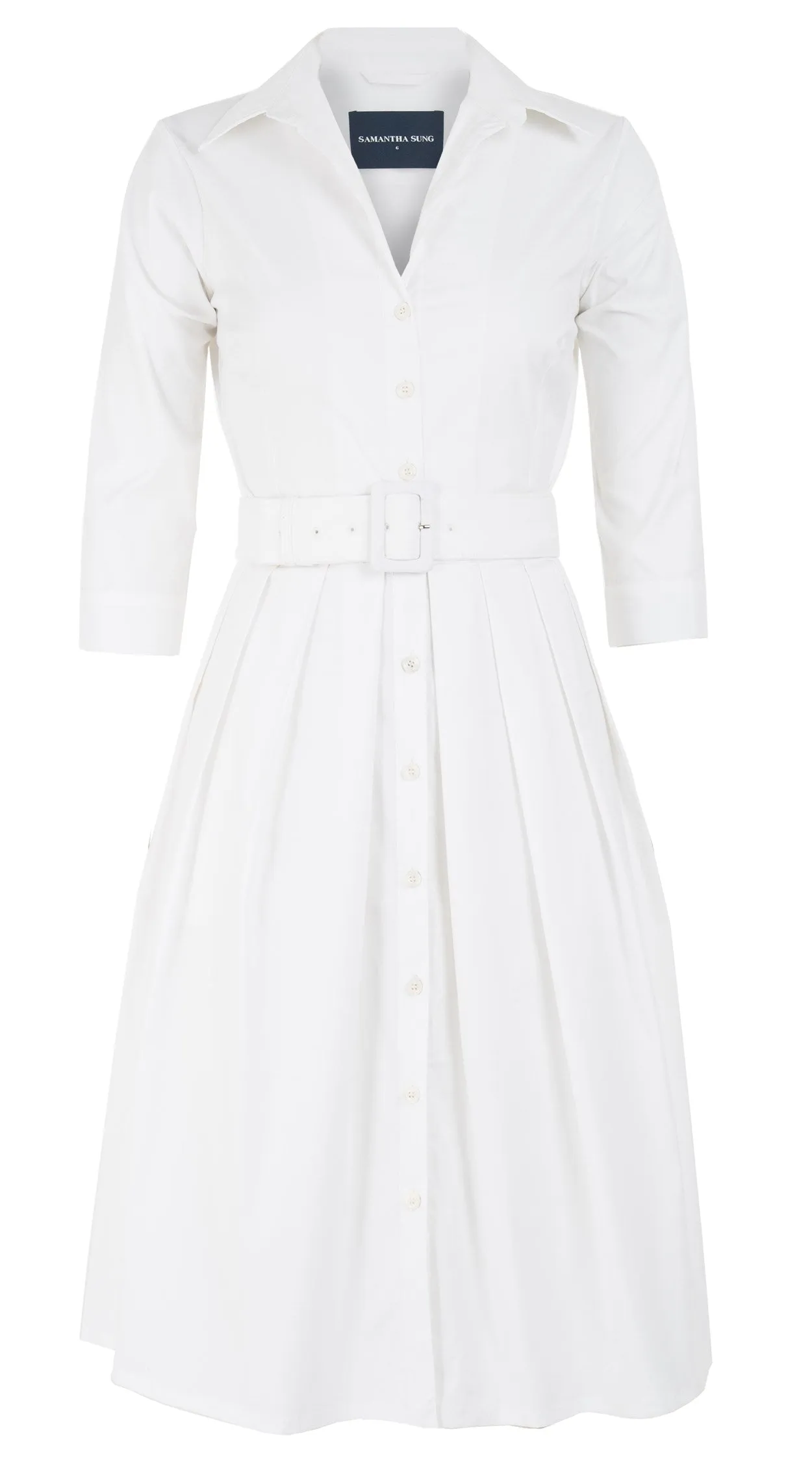 Audrey Dress #1 Shirt Collar 3/4 Sleeve Regular  2 Length Cotton Stretch (Solid)