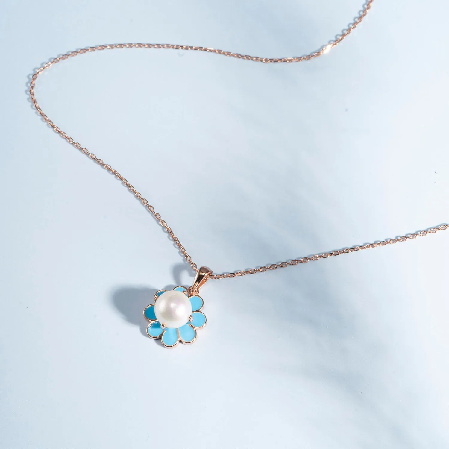 AZURE DRIFT ROSE GOLD ENAMEL PENDANT