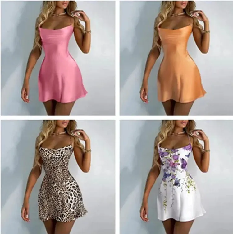 Backless Sling Dress - Womens Solid Color Sexy Dress