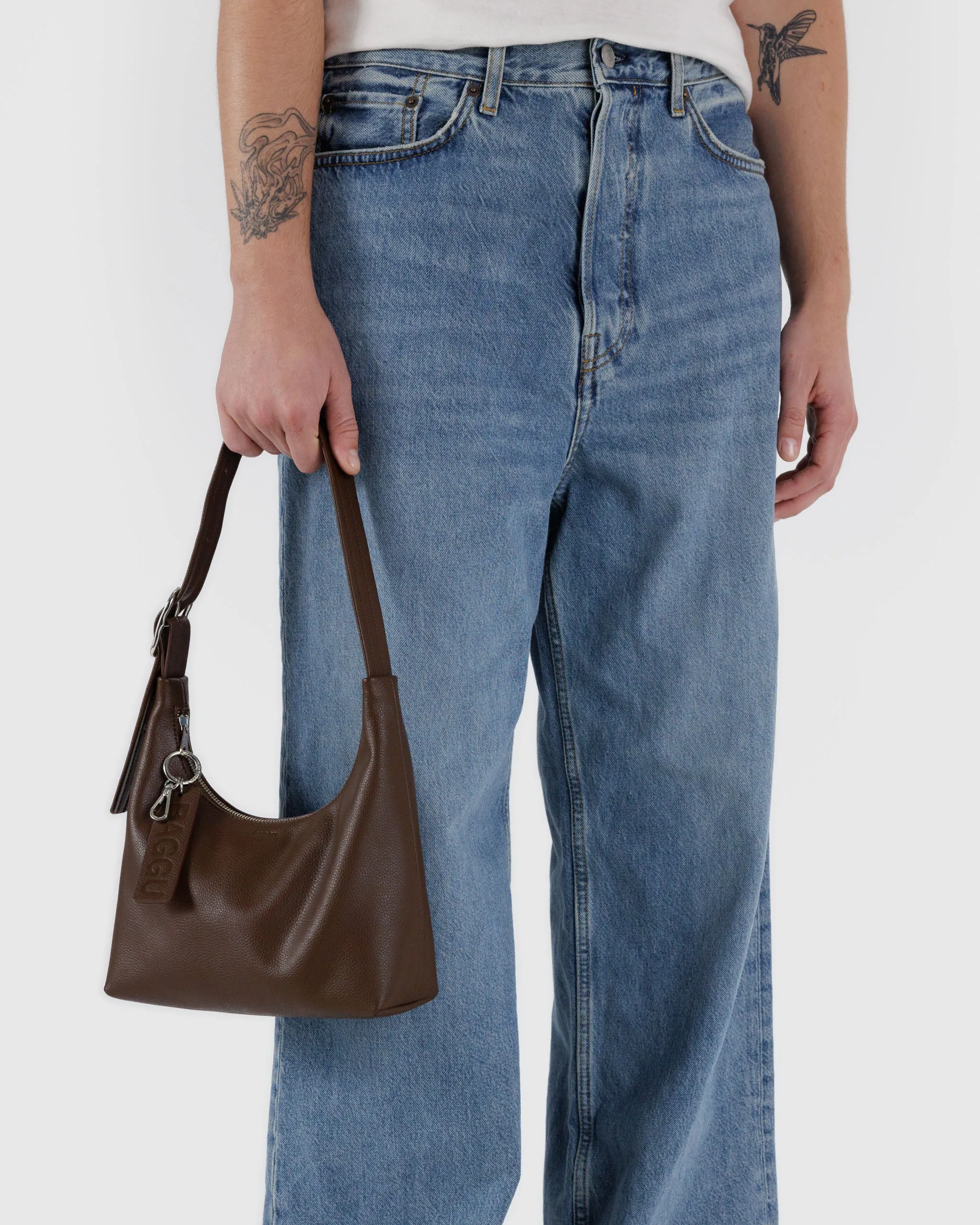 Baggu Mini Recycled Leather Shoulder Bag - Brown