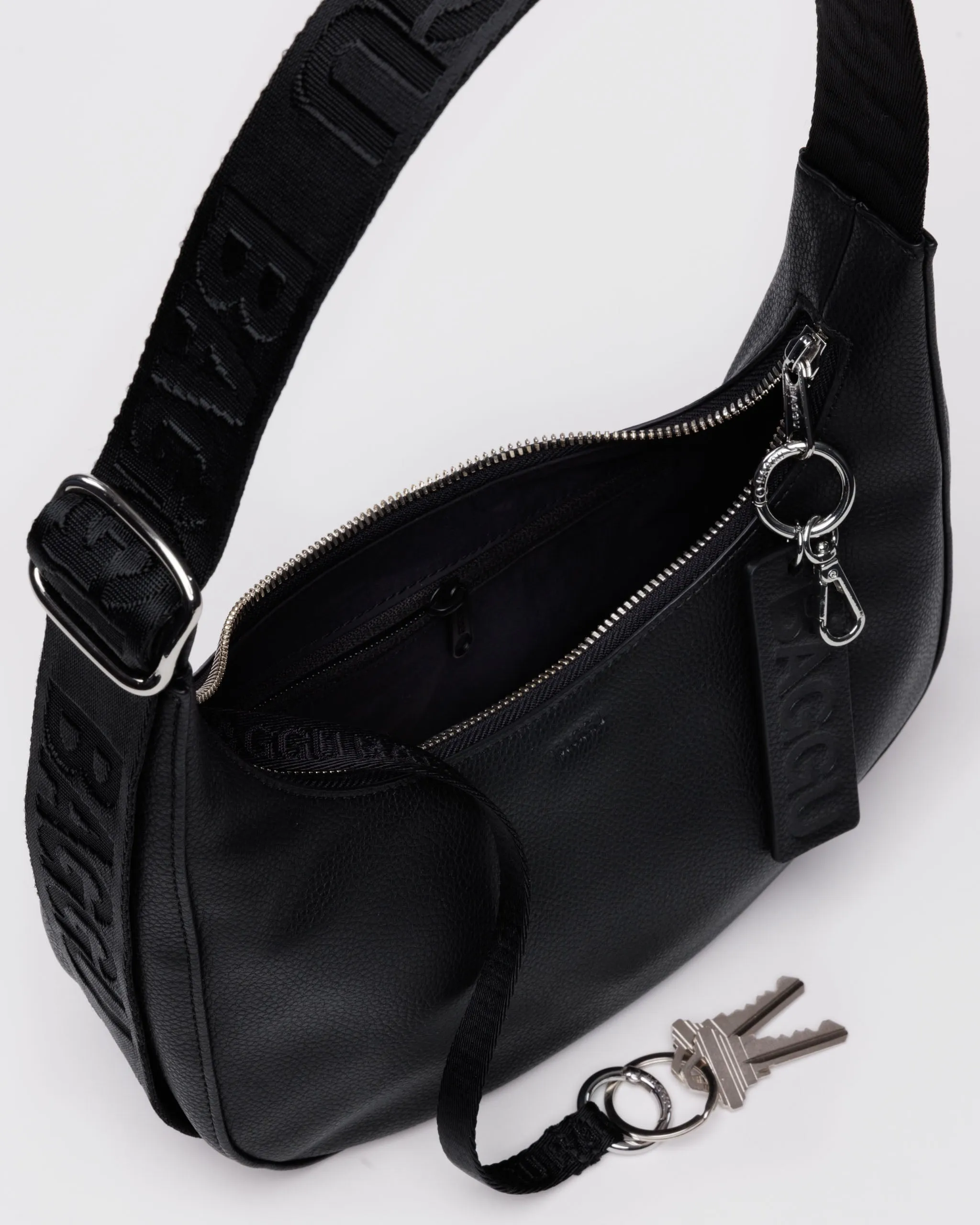 Baggu Small Recycled Leather Crescent Bag - Black
