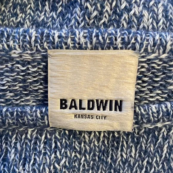 Baldwin Kansas City Cashmere Linen Pullover Long Sleeve Blue Sweater Size M