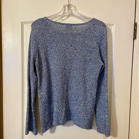 Baldwin Kansas City Cashmere Linen Pullover Long Sleeve Blue Sweater Size M