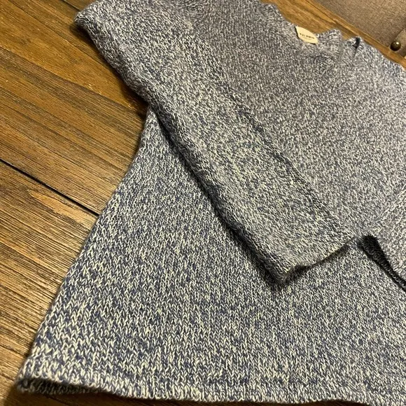 Baldwin Kansas City Cashmere Linen Pullover Long Sleeve Blue Sweater Size M