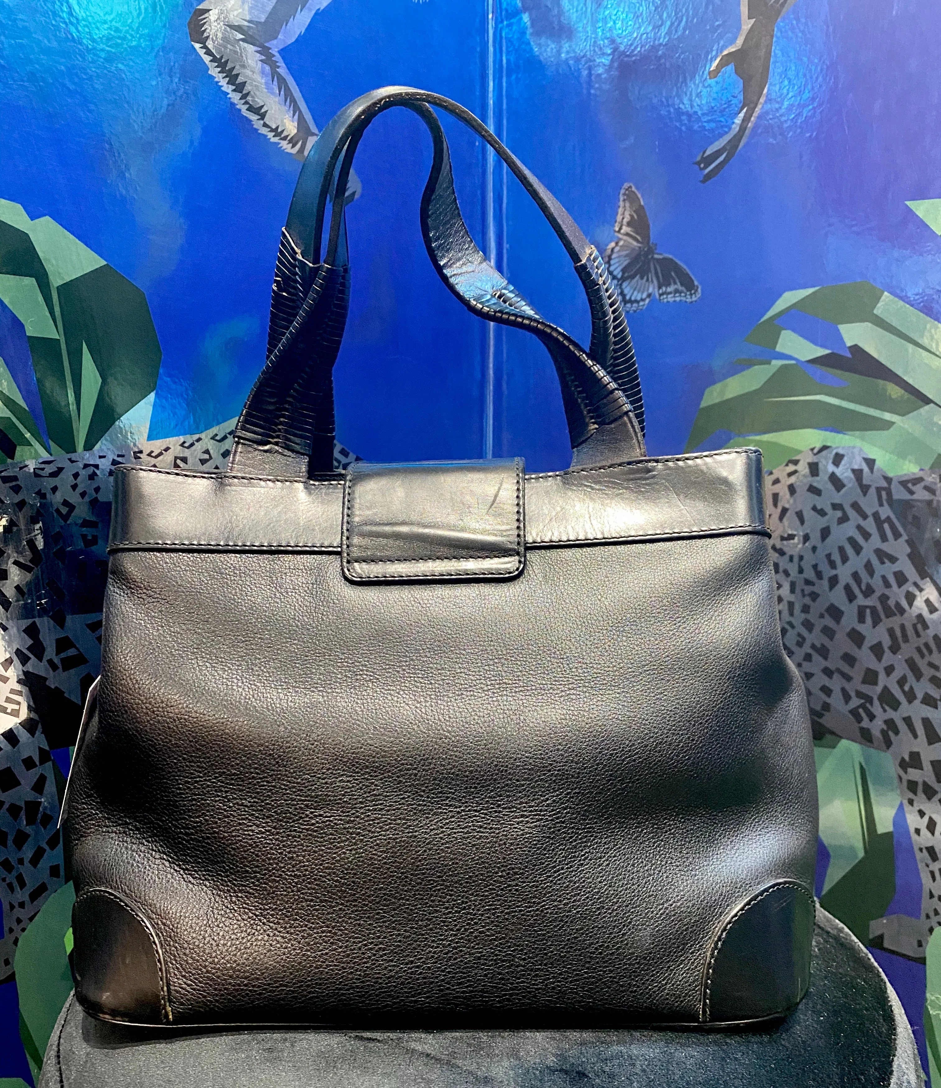 Barry Kieselstein-Cord Black Leather Top Handle Poodlebag