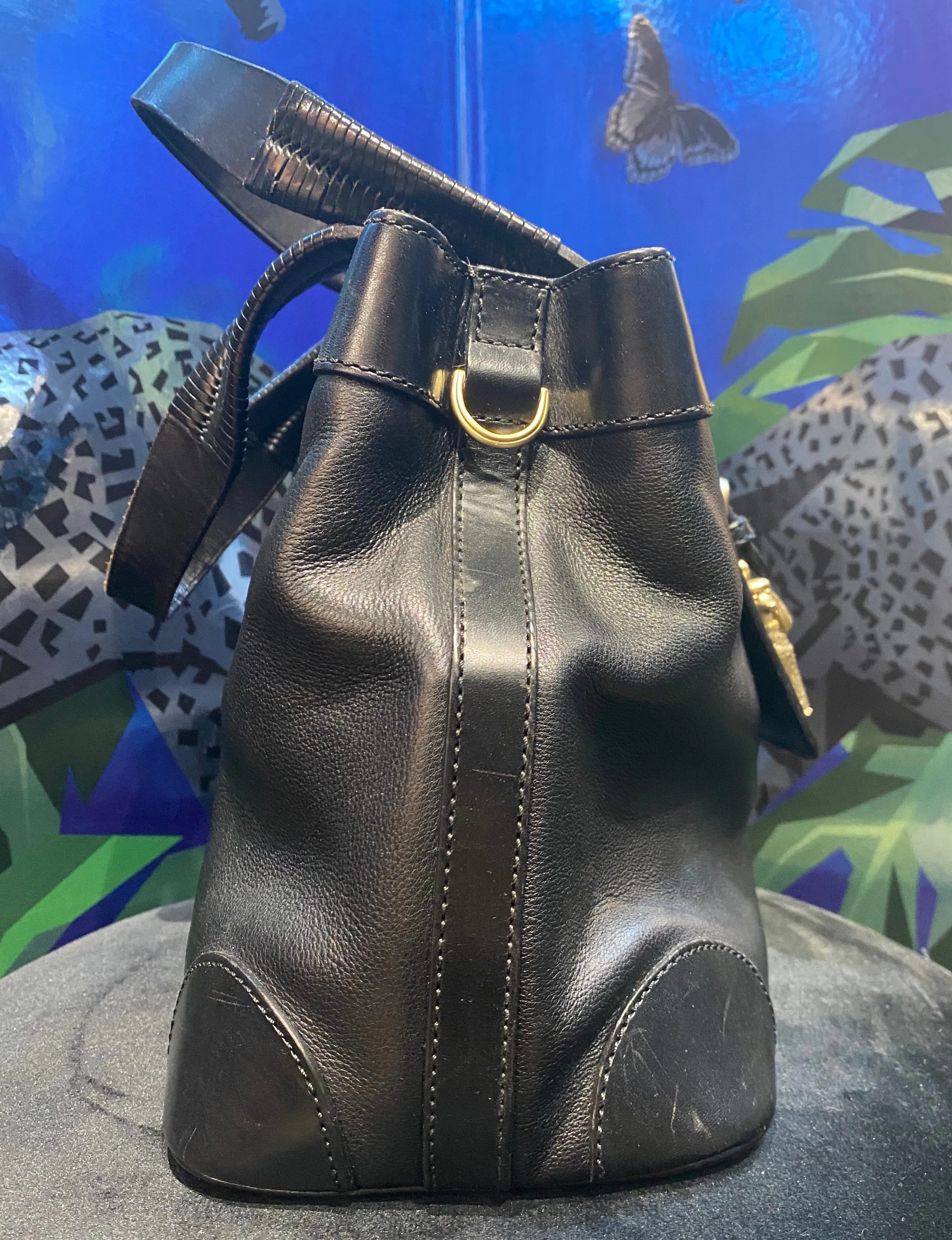 Barry Kieselstein-Cord Black Leather Top Handle Poodlebag
