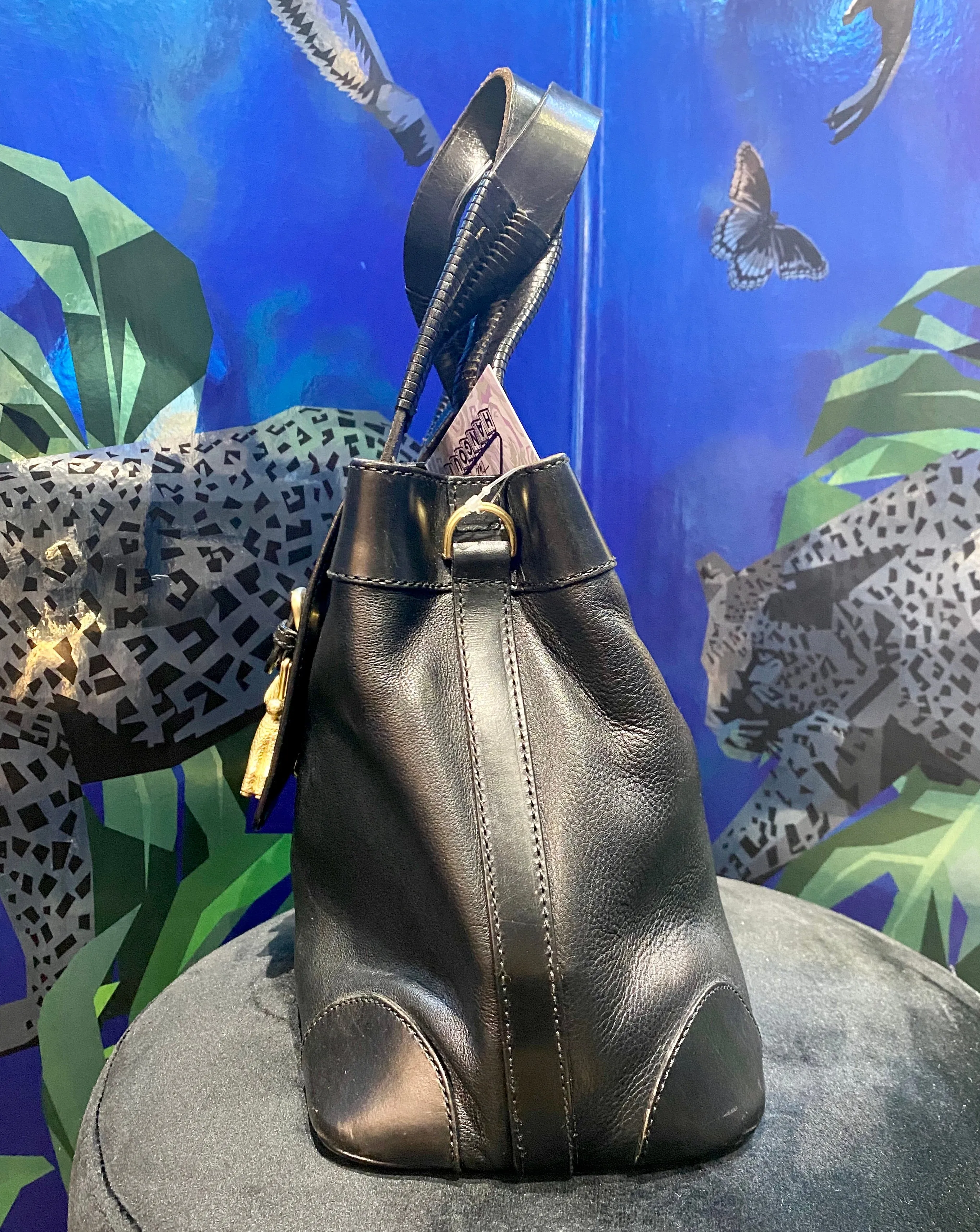 Barry Kieselstein-Cord Black Leather Top Handle Poodlebag