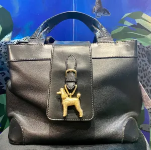Barry Kieselstein-Cord Black Leather Top Handle Poodlebag