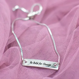 Be Bold For Change Silver Bar Adjustable Bracelet