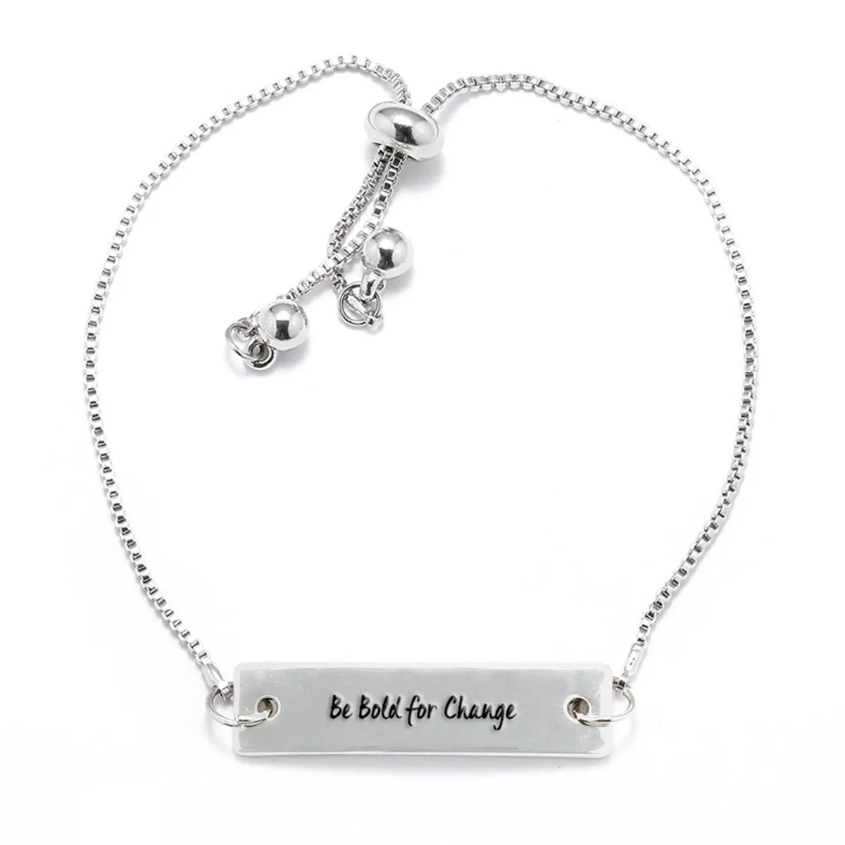 Be Bold For Change Silver Bar Adjustable Bracelet