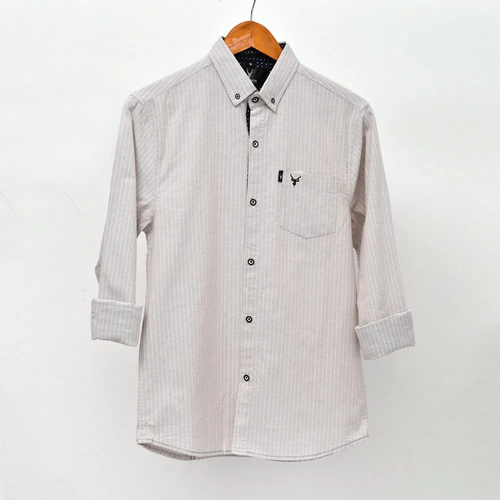 Beige Striped Casual Shirt