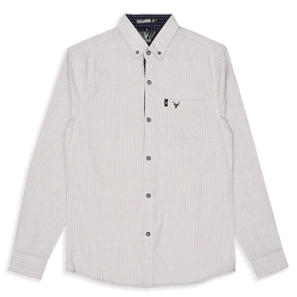 Beige Striped Casual Shirt
