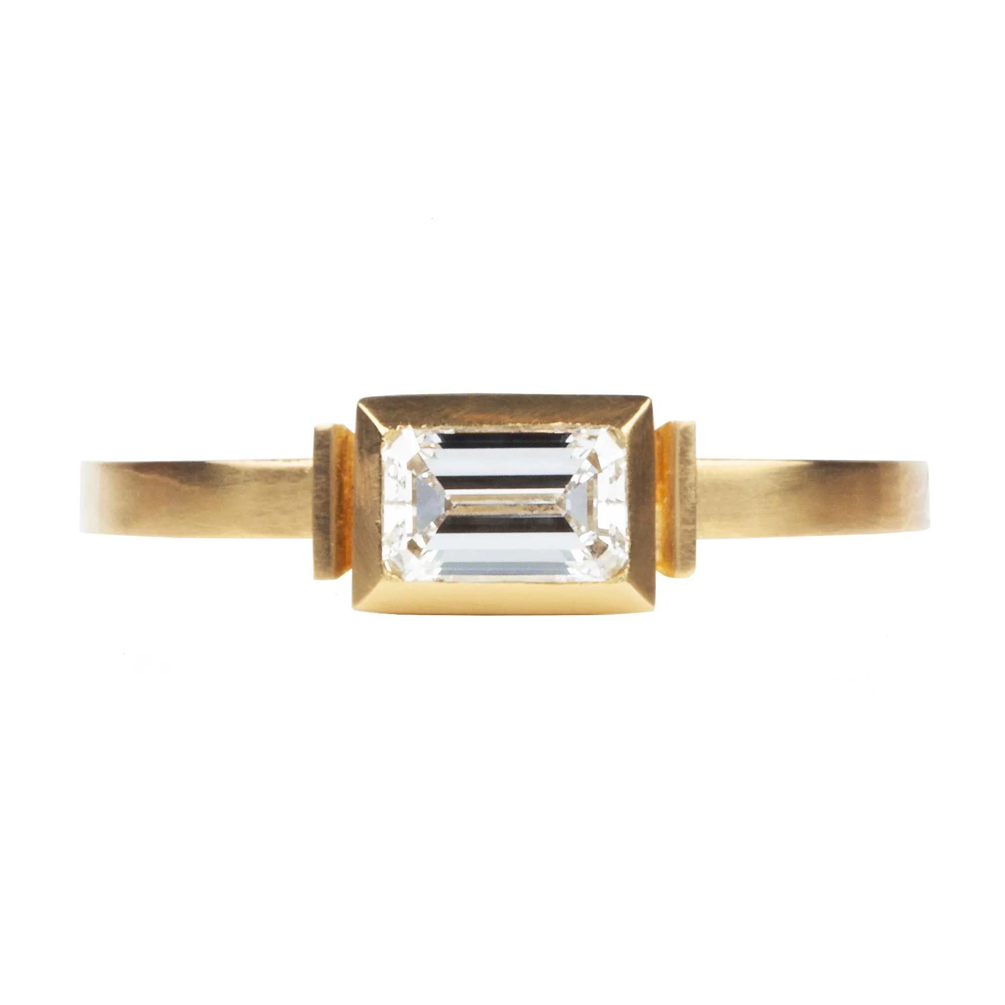 Bell & Bird Bezel Set Baguette Diamond Ring