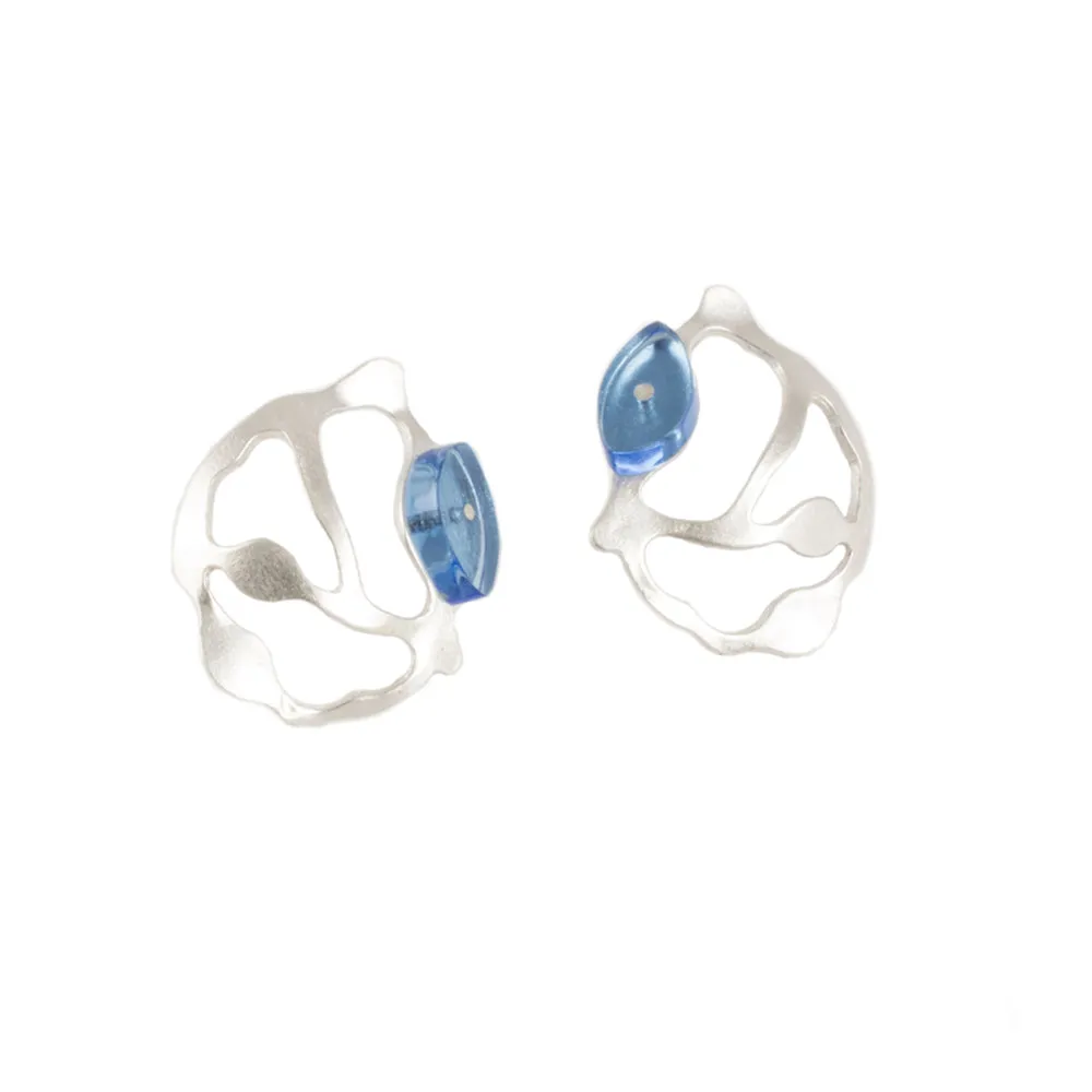 Bit Seaweed Cluster Earrings in Brushed Silver