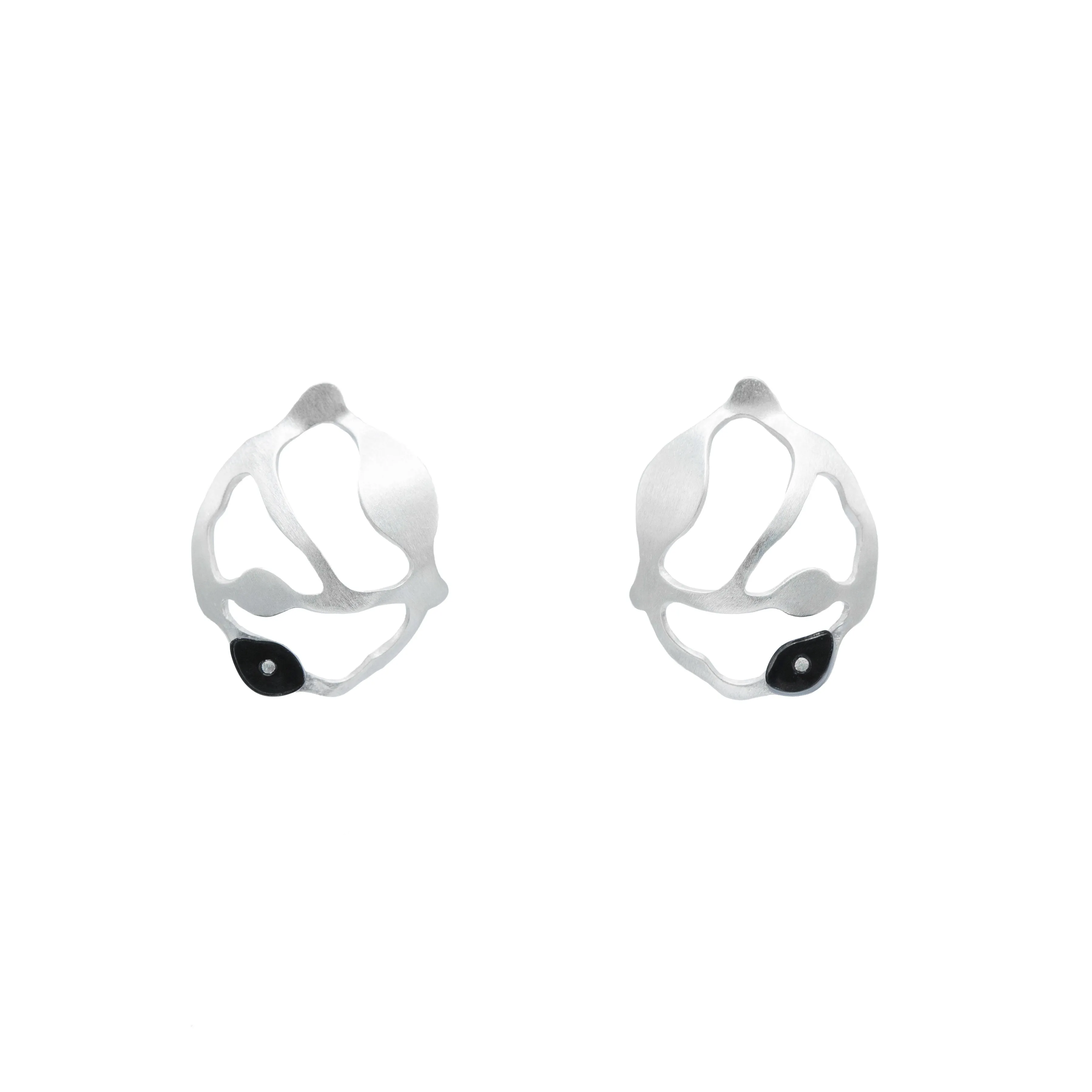 Bit Seaweed Cluster Earrings in Brushed Silver