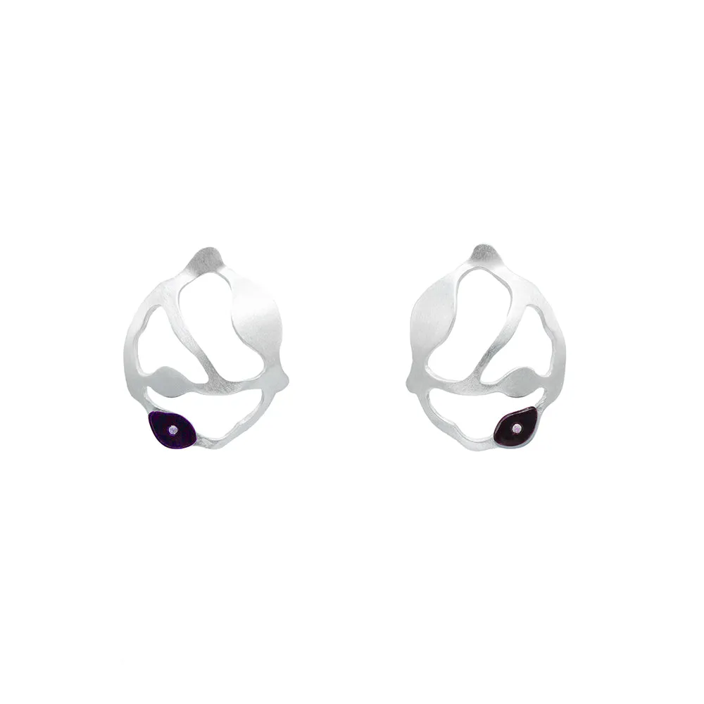 Bit Seaweed Cluster Earrings in Brushed Silver