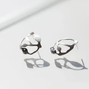 Bit Seaweed Cluster Earrings in Brushed Silver
