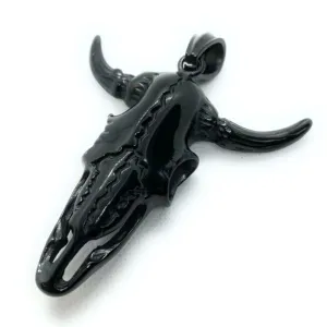 Black - Big & Bold Steer w/Horns Pendant (p072black)