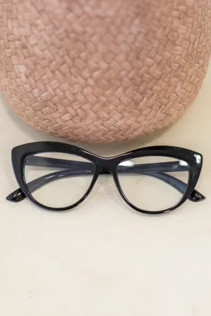 Black Blue Light Retro Bold Cat Eye Glasses