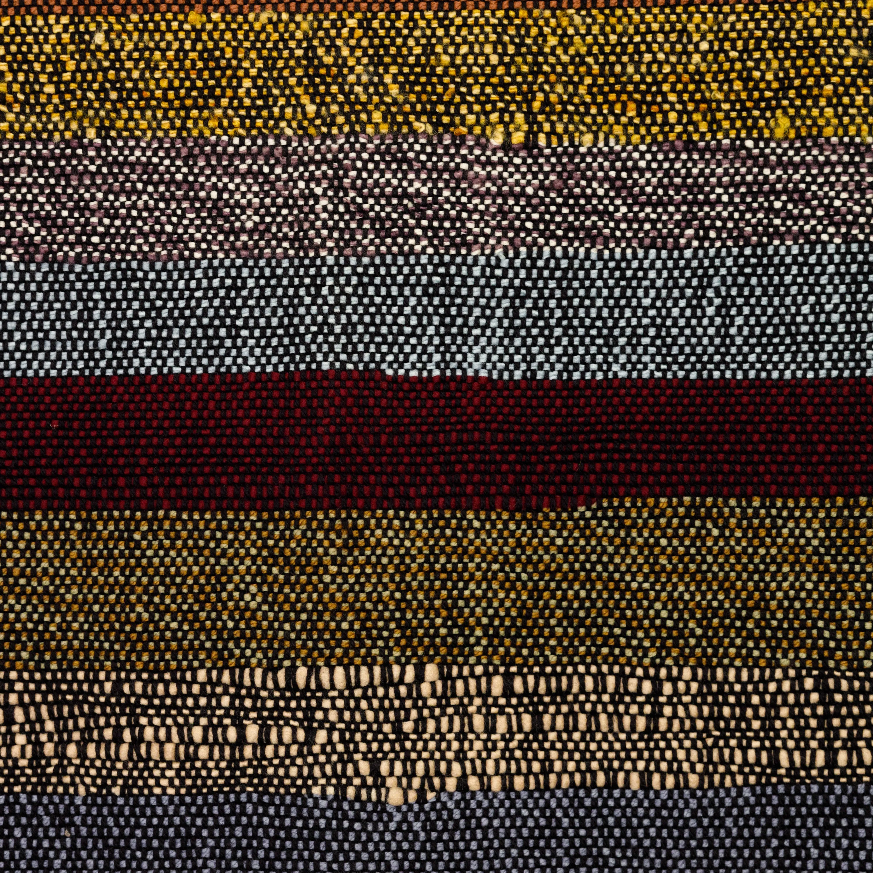 Black Merino Wool Throw with Bold Multicolor Stripes – Handwoven & Unique