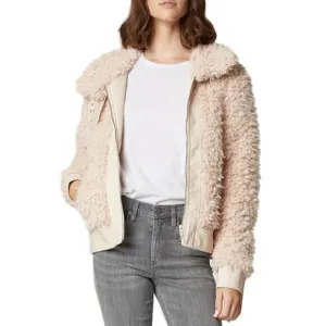 BLANKNYC Curly Faux Shearling Full Zip Teddy Buckle Jacket Cream Size XXL