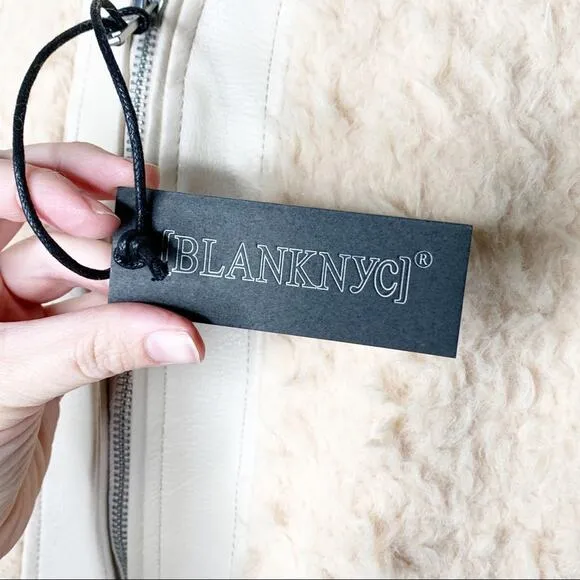 BLANKNYC Curly Faux Shearling Full Zip Teddy Buckle Jacket Cream Size XXL