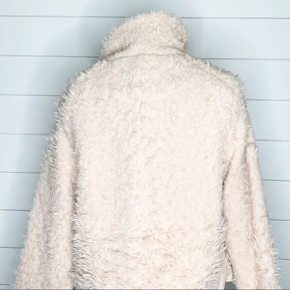 BLANKNYC Curly Faux Shearling Full Zip Teddy Buckle Jacket Cream Size XXL