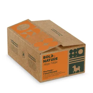 Bold by Nature - Mega Frozen Raw VARIETY Pack with Chicken, Mega Blend & Beef Patties Dog Food (10.89kg/24lb) - Large Orange Box