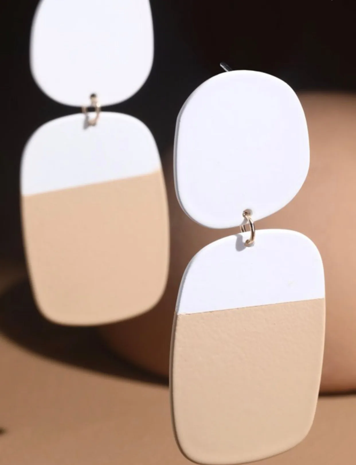 Bold Metal Disc Rectangle Earrings- 4 Colors