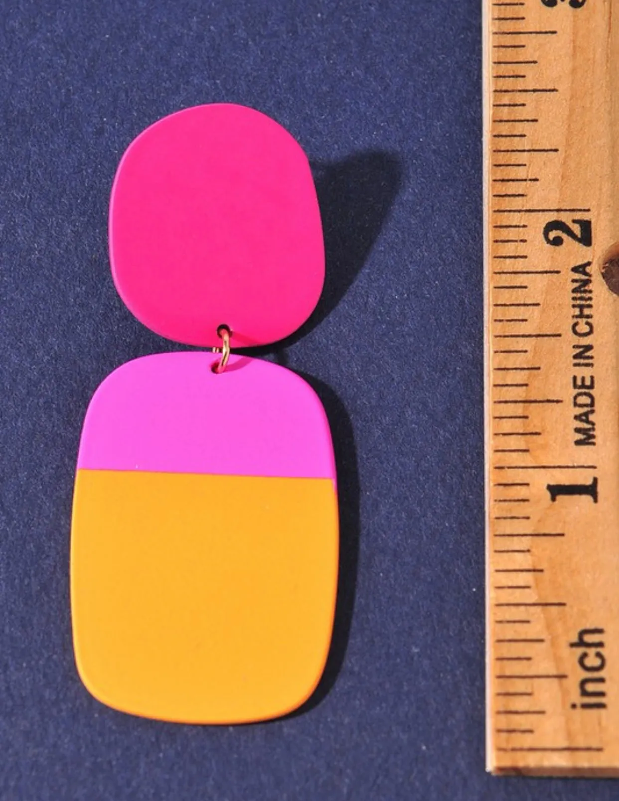 Bold Metal Disc Rectangle Earrings- 4 Colors