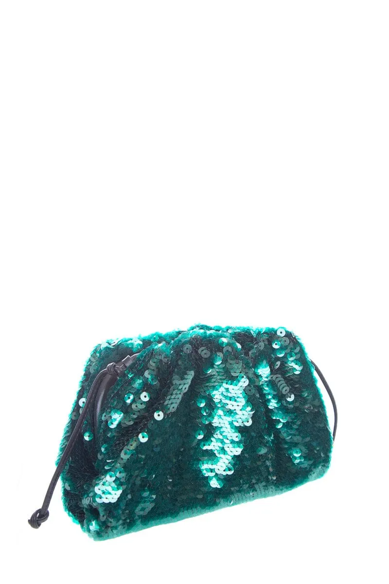 Bottega Veneta Green Mini Sequin Clutch