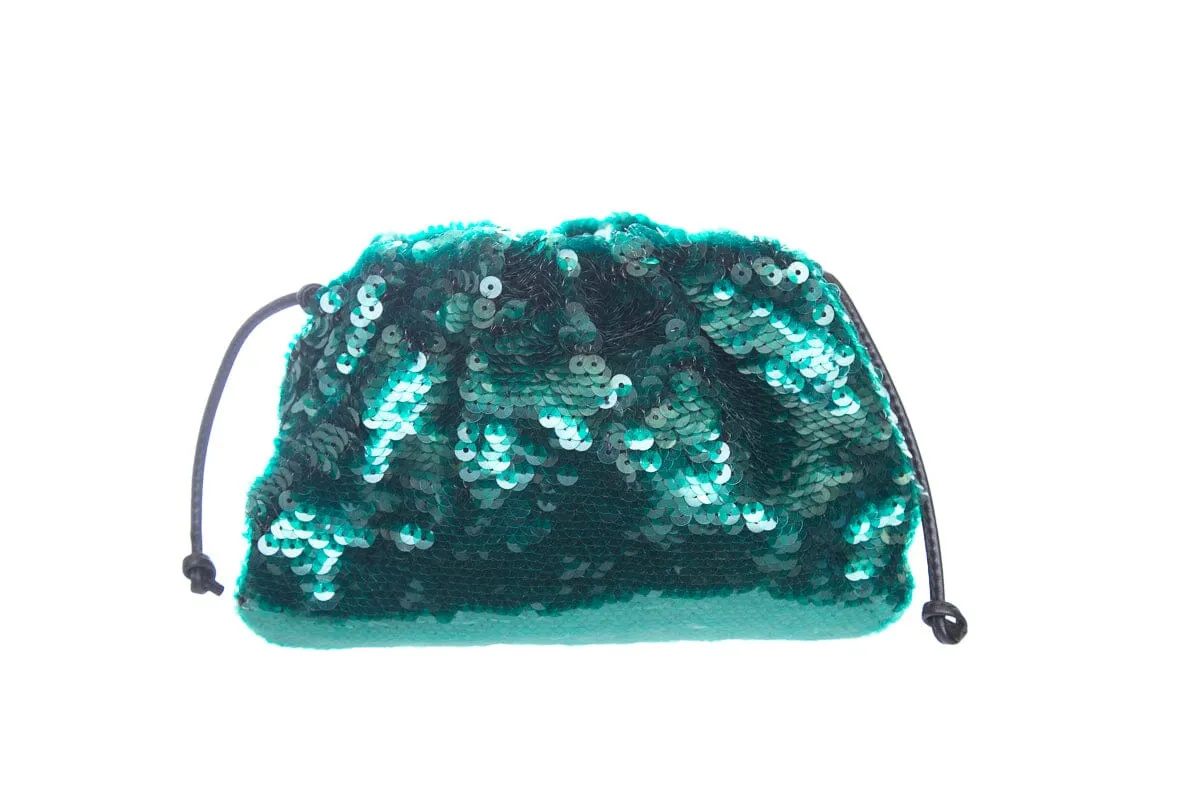 Bottega Veneta Green Mini Sequin Clutch