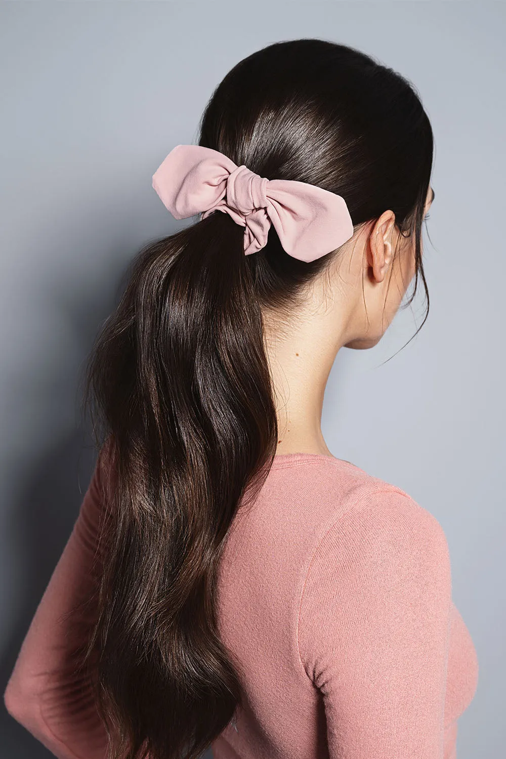 Bow Pose Ribbon Knotted Scrunchie - Blush