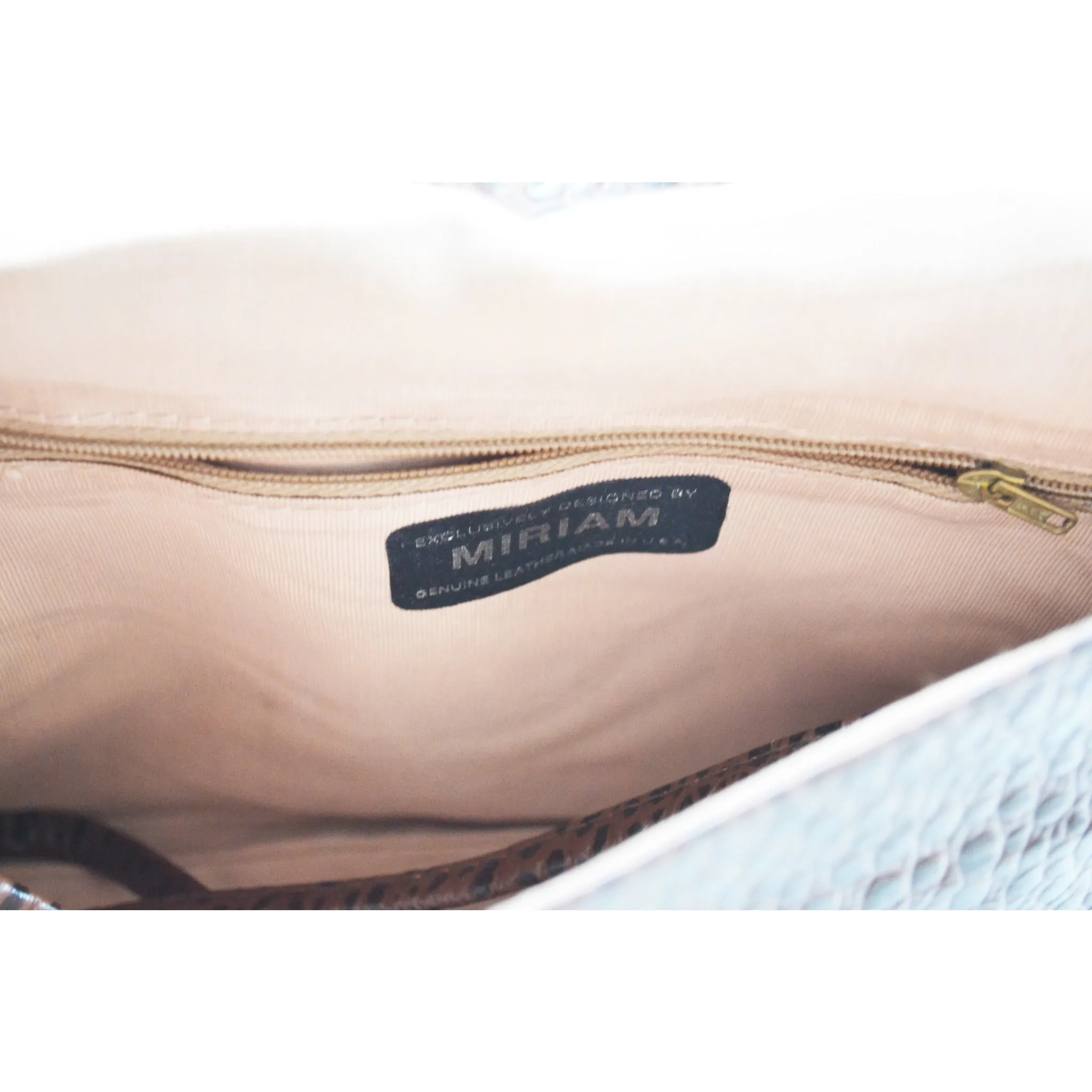 Brown Embossed Leather Clutch Purse By Miriam