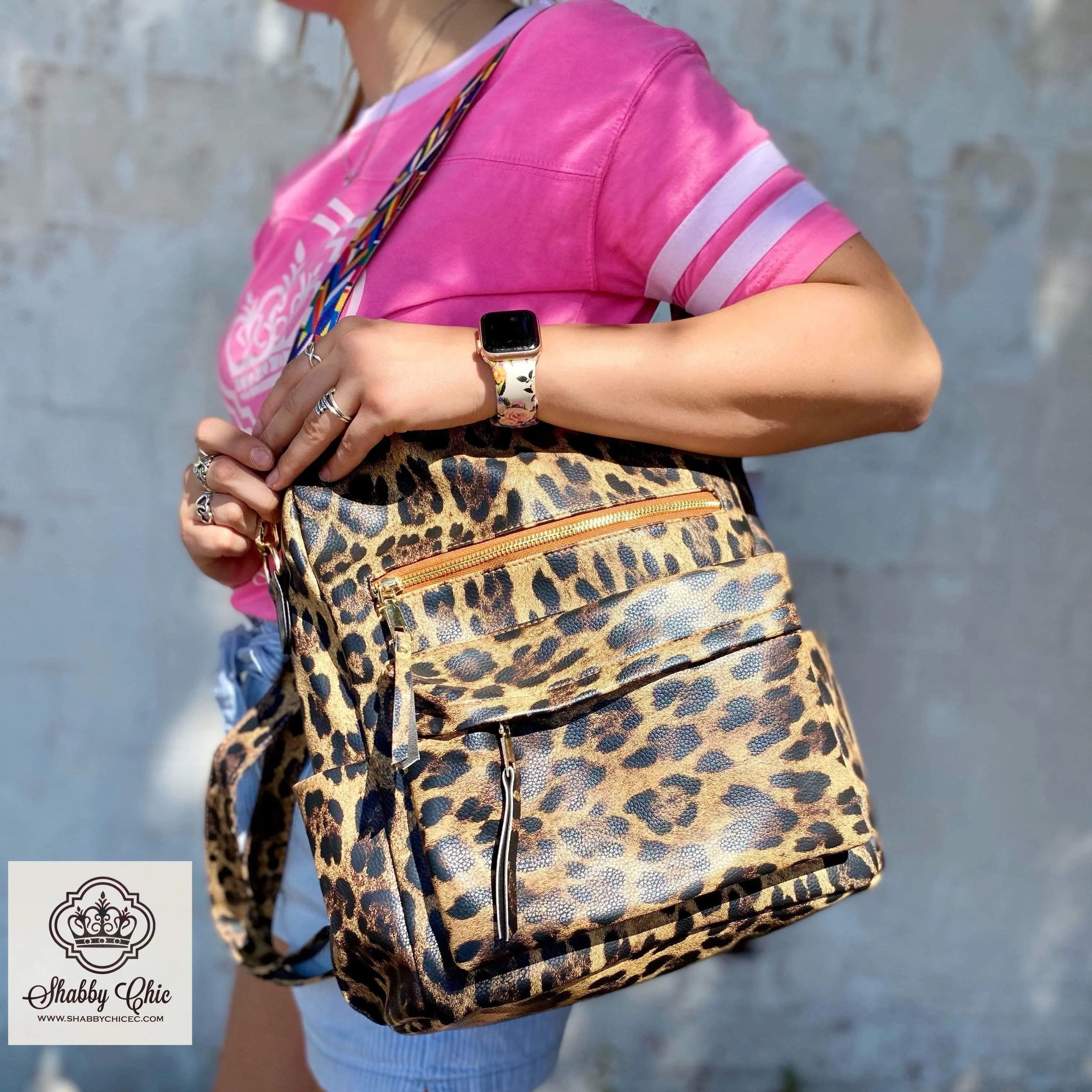 Brown Leopard Sling Backpack