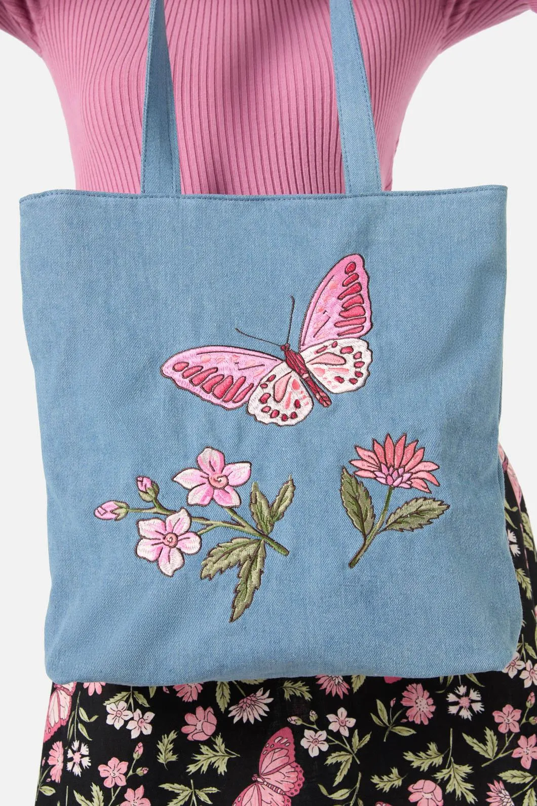 Butterfly Denim Tote